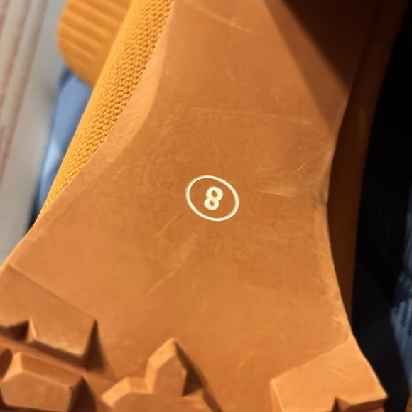 NEW Sock Boots Platform Chunky Heel Booties Square Toe Slip size 8 - Picture 2 of 7